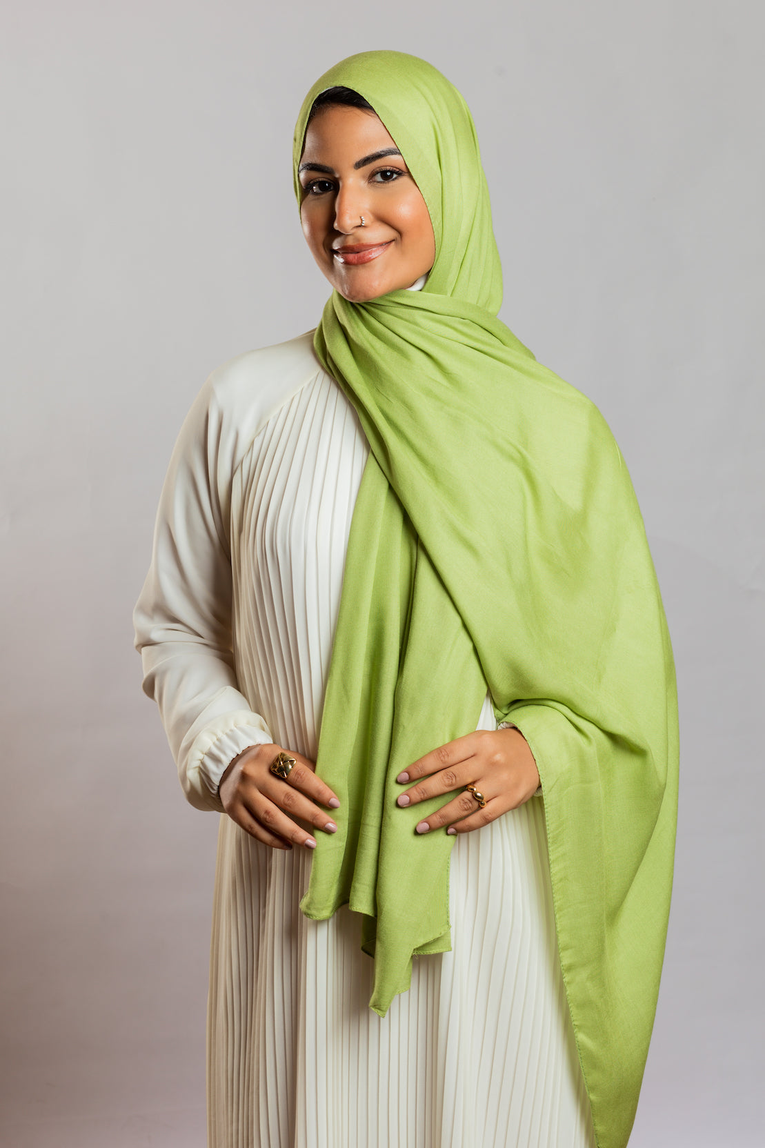 Apple Green Linen Scarf