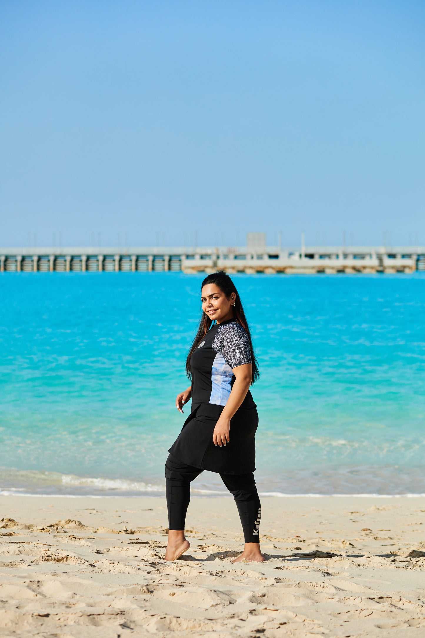 The Glitches Short Sleeves Skirt Burkini