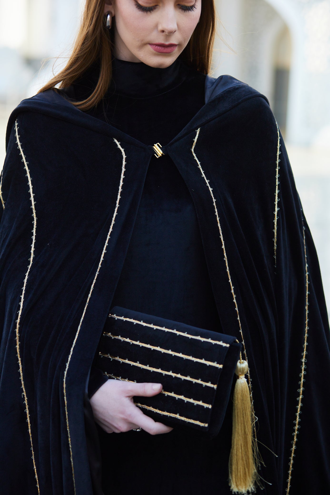 Casablanca Black Velvet Cape
