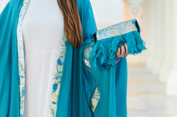 Blue Chiffon Clutch