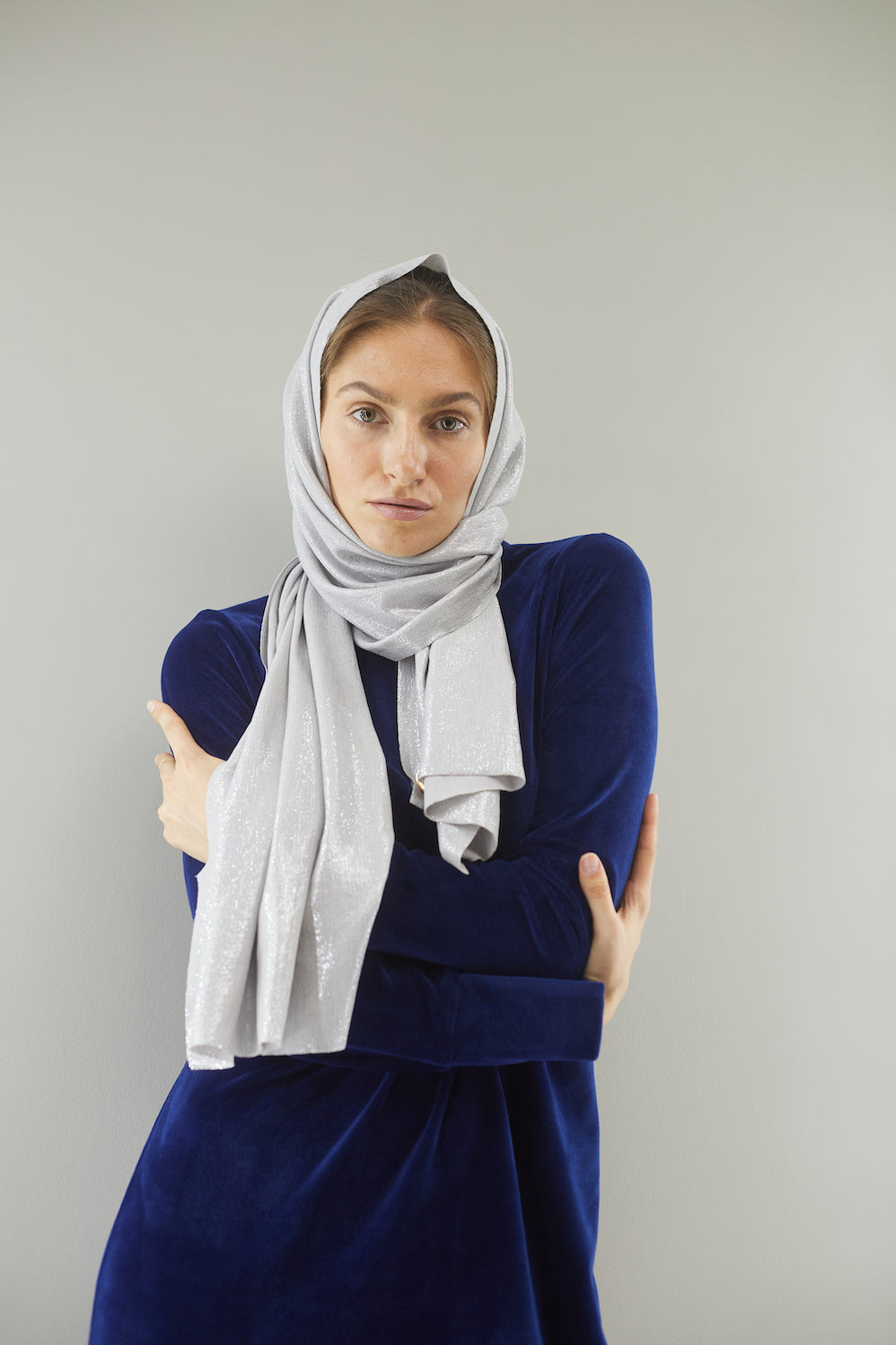 Silver Metallic Jersey Scarf