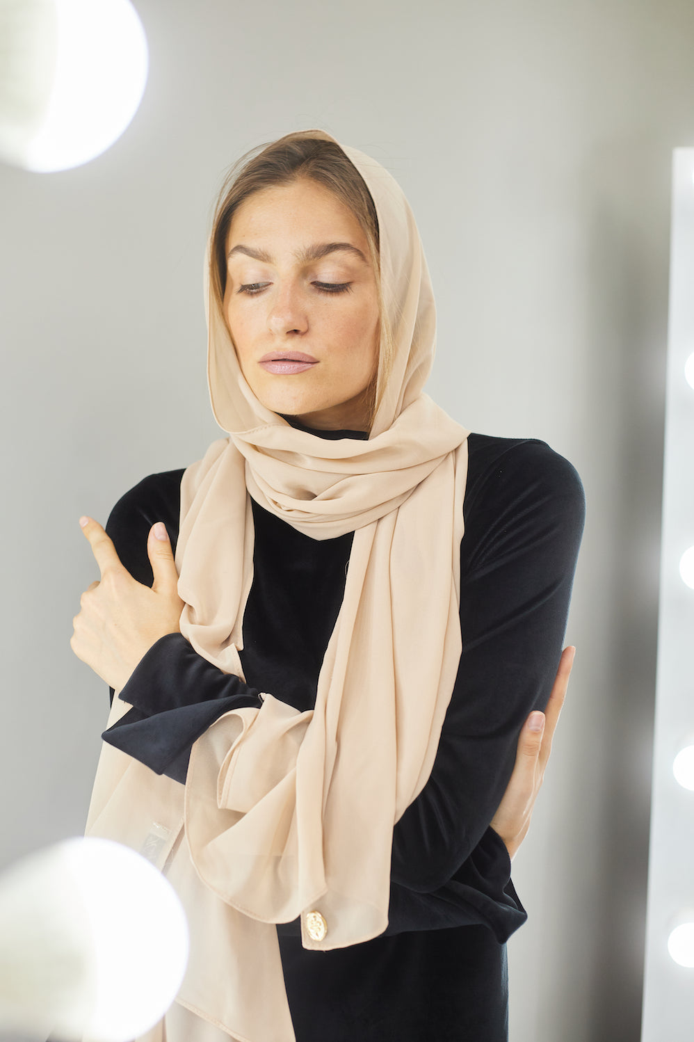 Solid Nude Chiffon Scarf