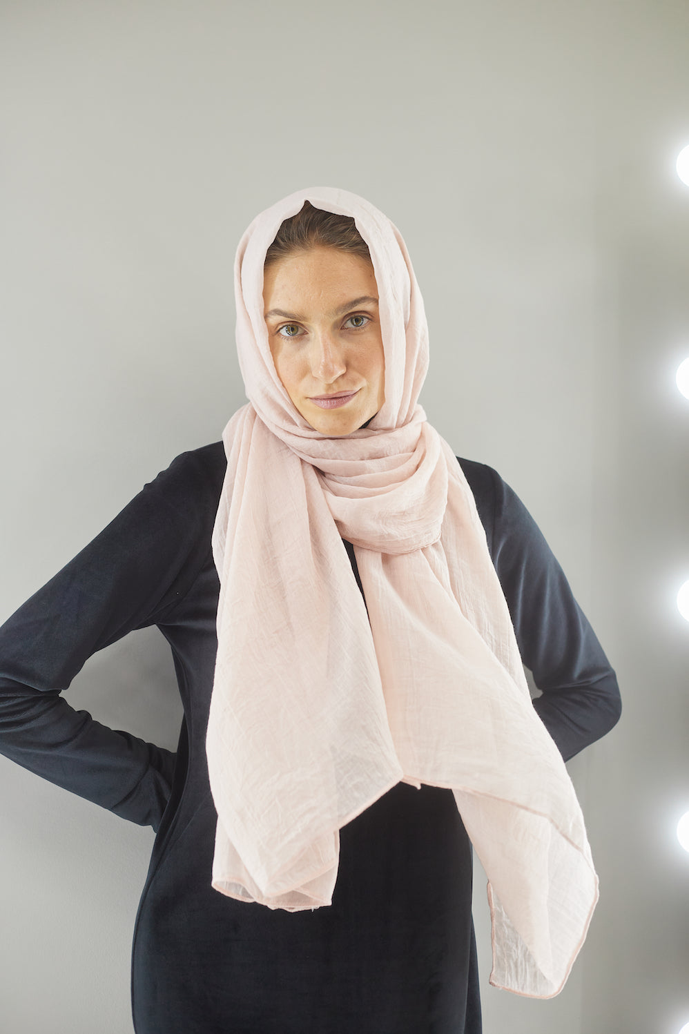 Powder Peach Linen Scarf
