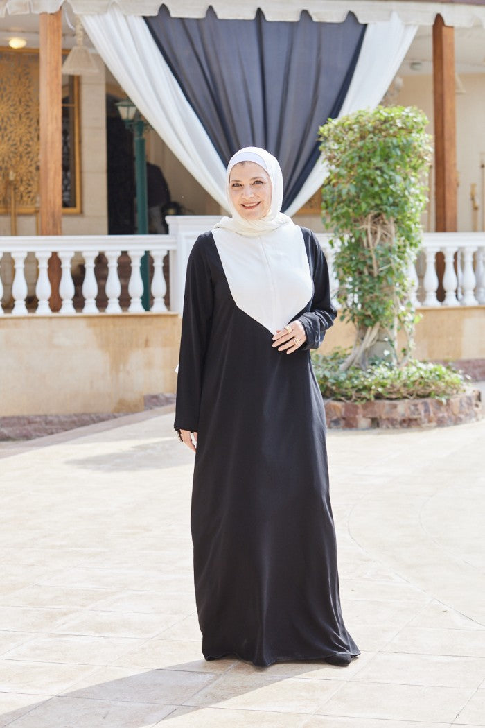 Black Abaya With Front Print