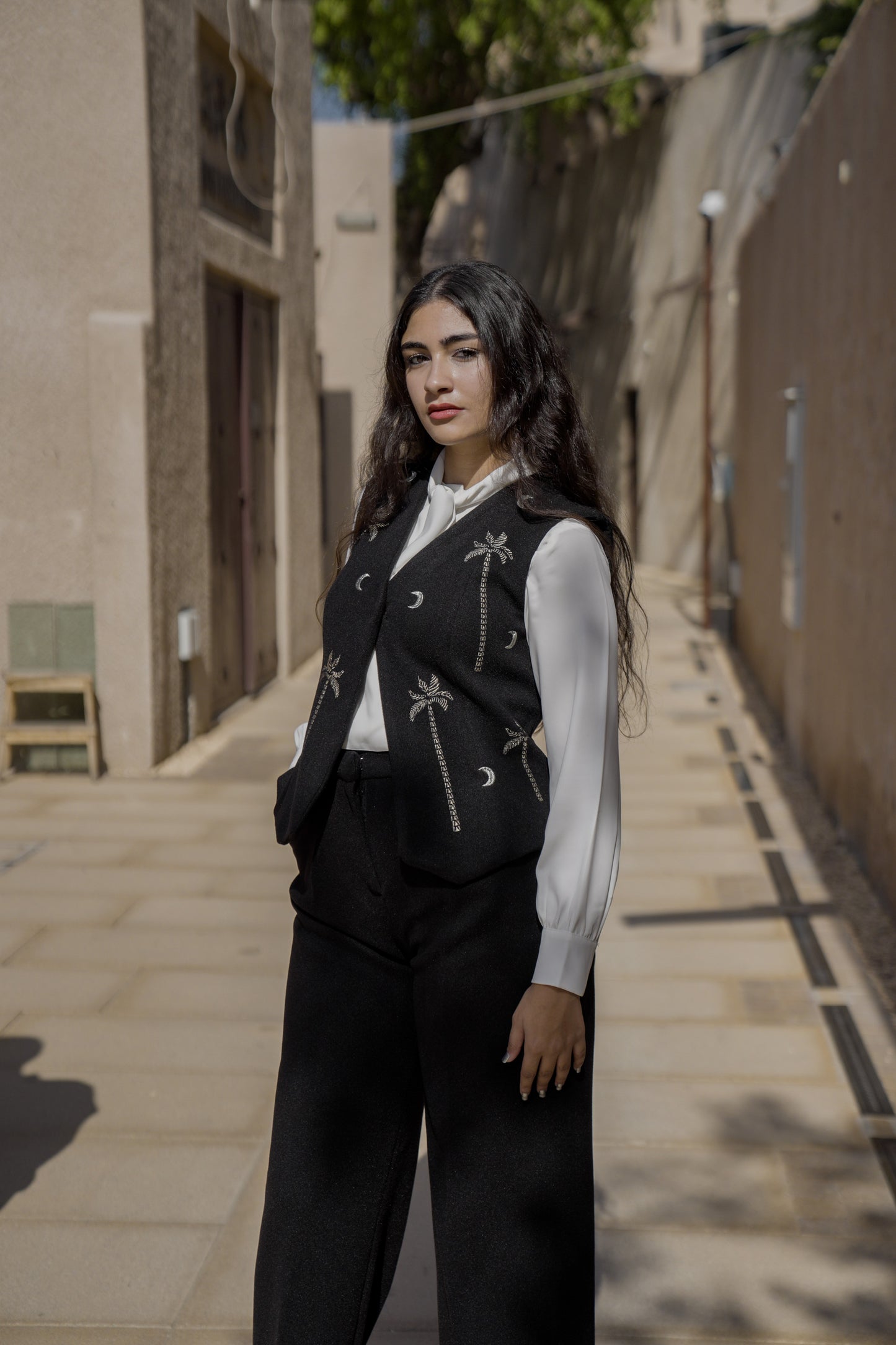 Noir Eclipse Wool Kaftan Vest ✨