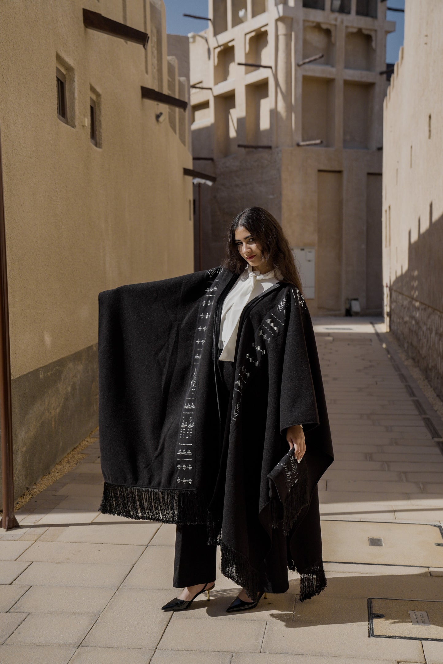 Tally Saeedy Hand-Embroidered Kaftan Cape