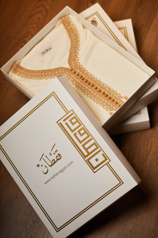 Beige Handmade Embroidered Men Gelbab