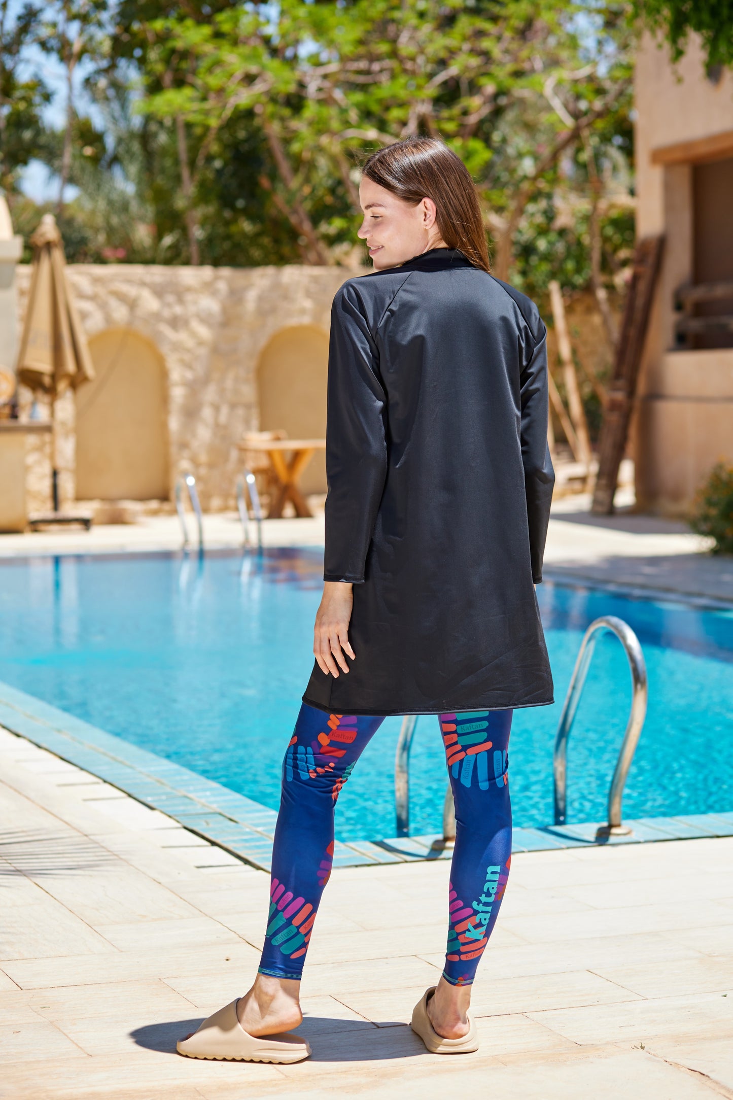 Sunset Tribe with Blue Pants Burkini