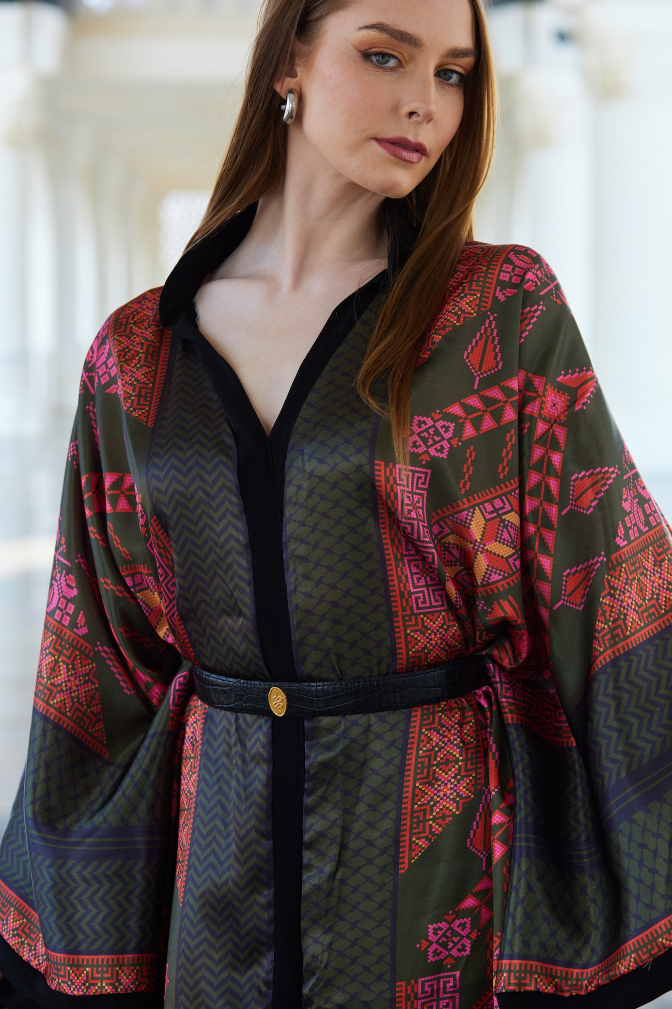 Falastineya Kaftan in Dark Olive