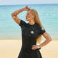 The Black Short-Sleeved Swimming TOP ONLY
