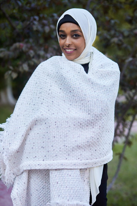 White-Dotted Tweed Cape