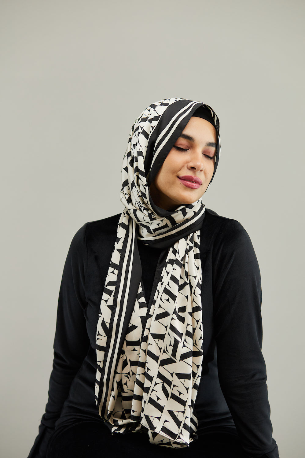 Nude x Black Brand-Printed Scarf