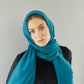 Coral Blue Linen Scarf