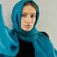 Coral Blue Linen Scarf