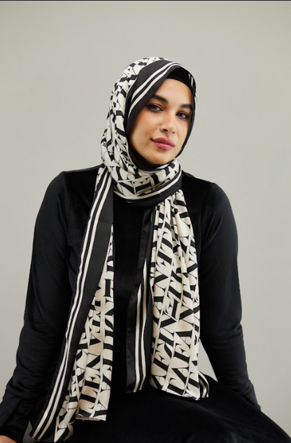 Nude x Black Brand-Printed Scarf