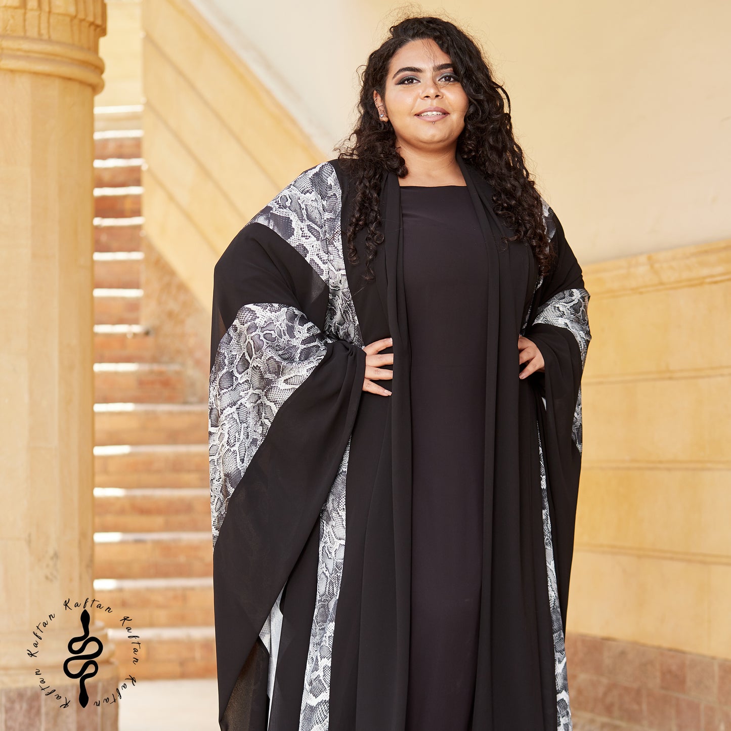 SNAKE SILK & CHIFFON KAFTAN