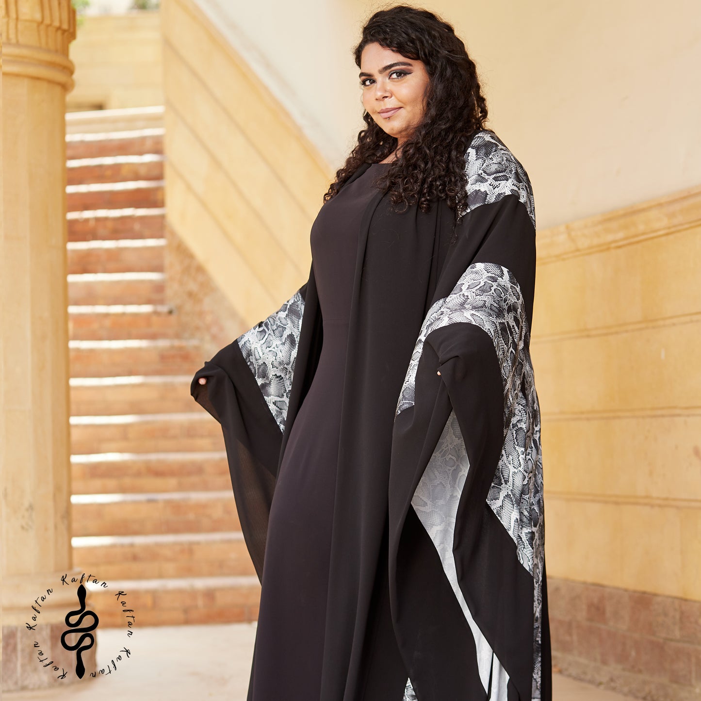 SNAKE SILK & CHIFFON KAFTAN