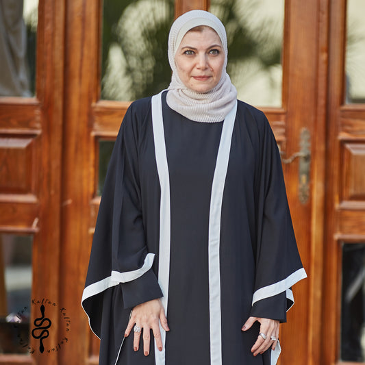 قفطان كريب أبيض وأسود