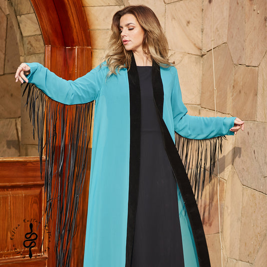 VELVET STRIP KAFTAN